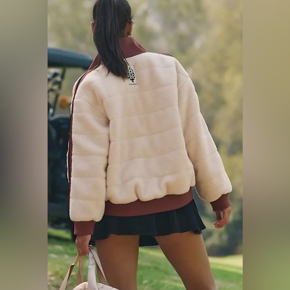 Free People Fleece Sherpa Scrunchy Pippa Jacket Bamboo Combo - Picture 2 of 2